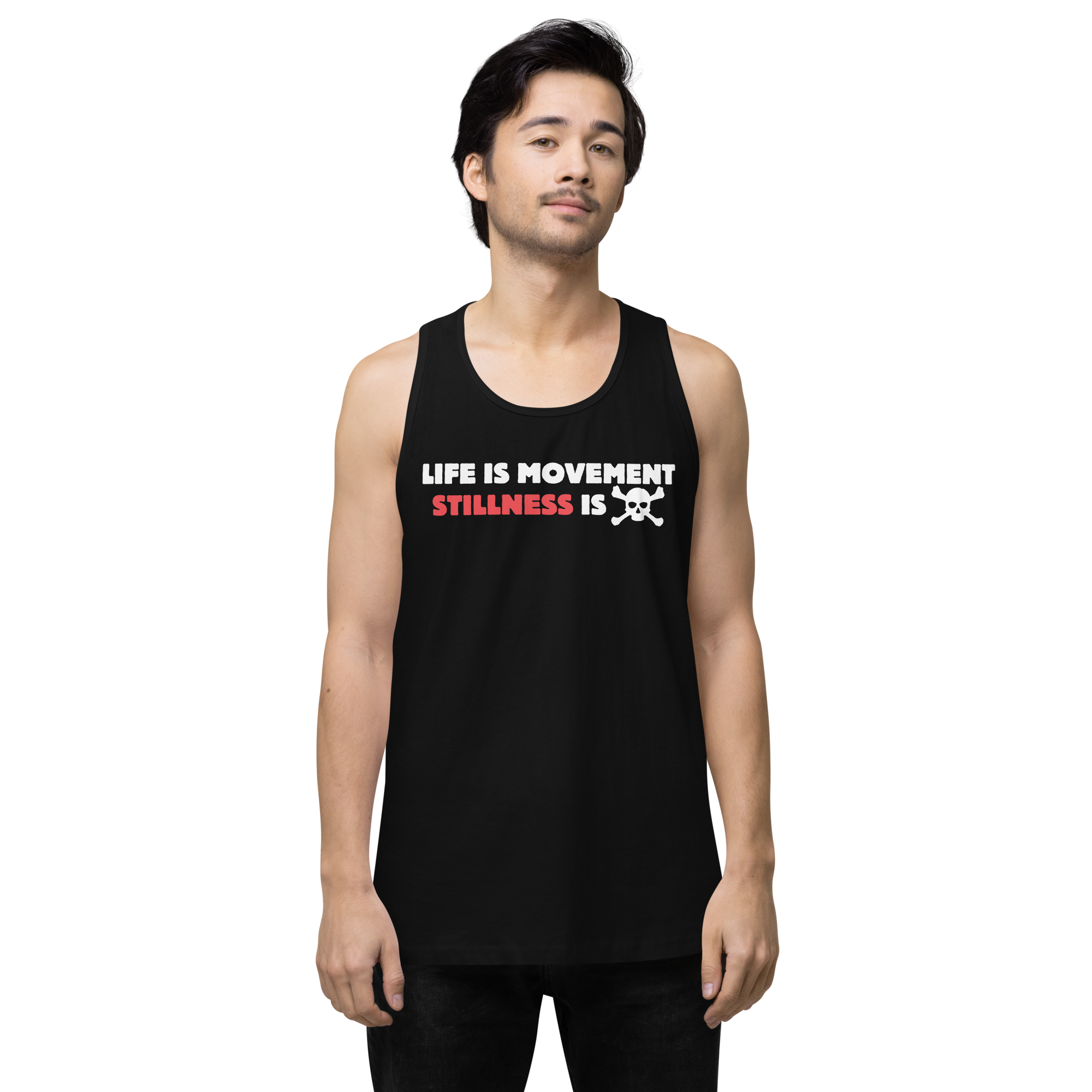 Life Is Movement Tank — Black Front